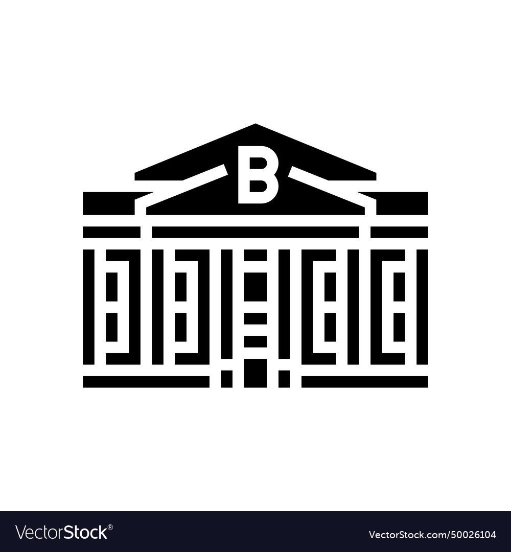 City bank building glyph icon