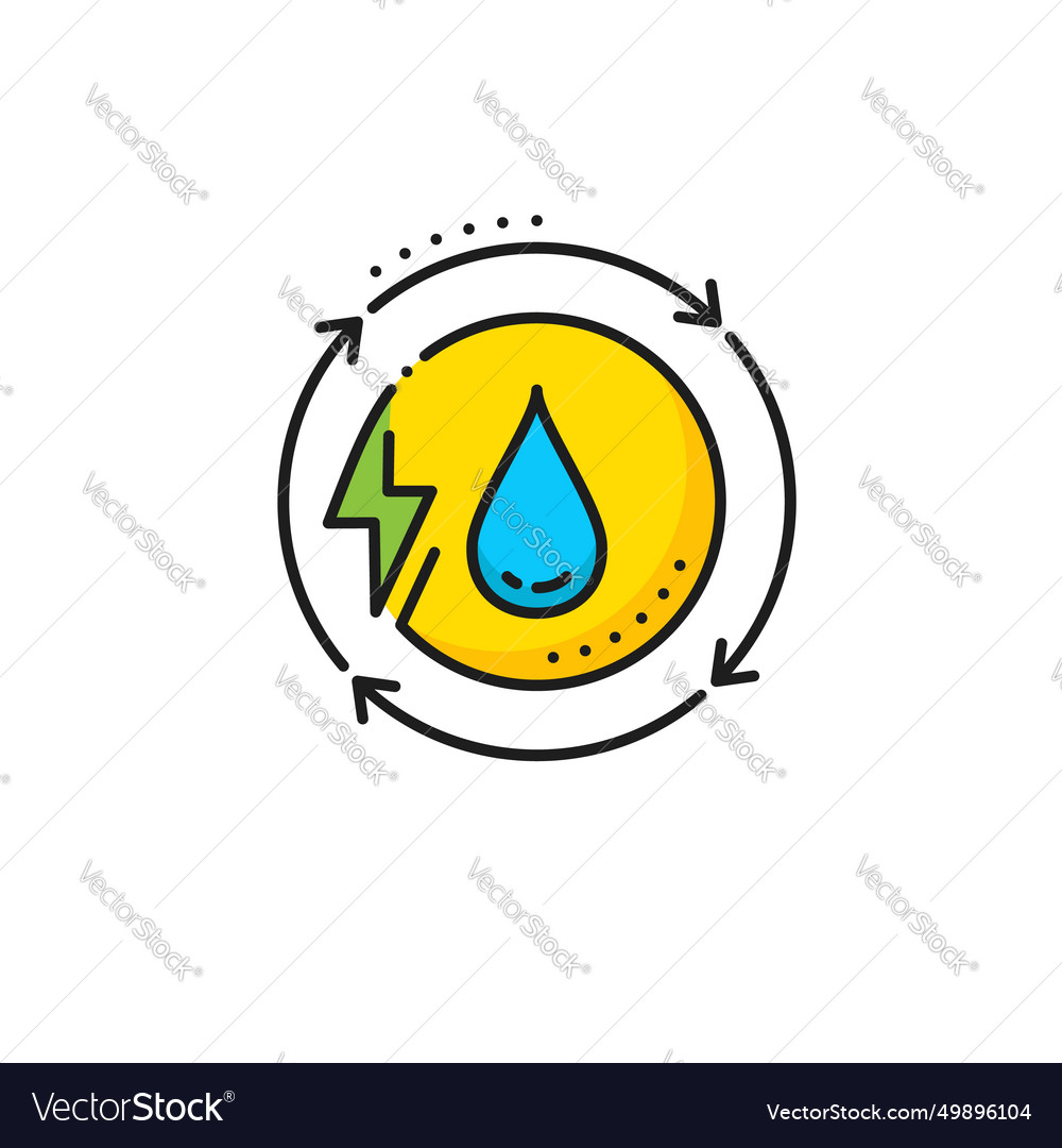 Green Energy Clean Water Power Thin Line Icon Vector Image