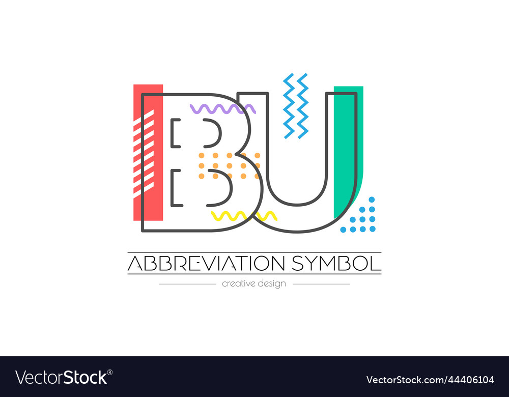 Letters b and u merging of two initials vector image Letters b and u merging of two initials