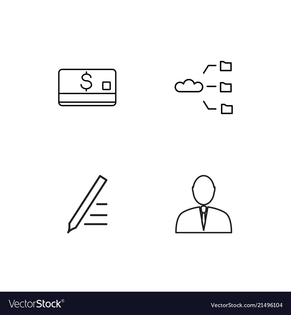 Office linear icons set simple outline