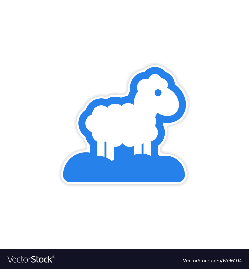 Paper sticker on white background christmas lamb