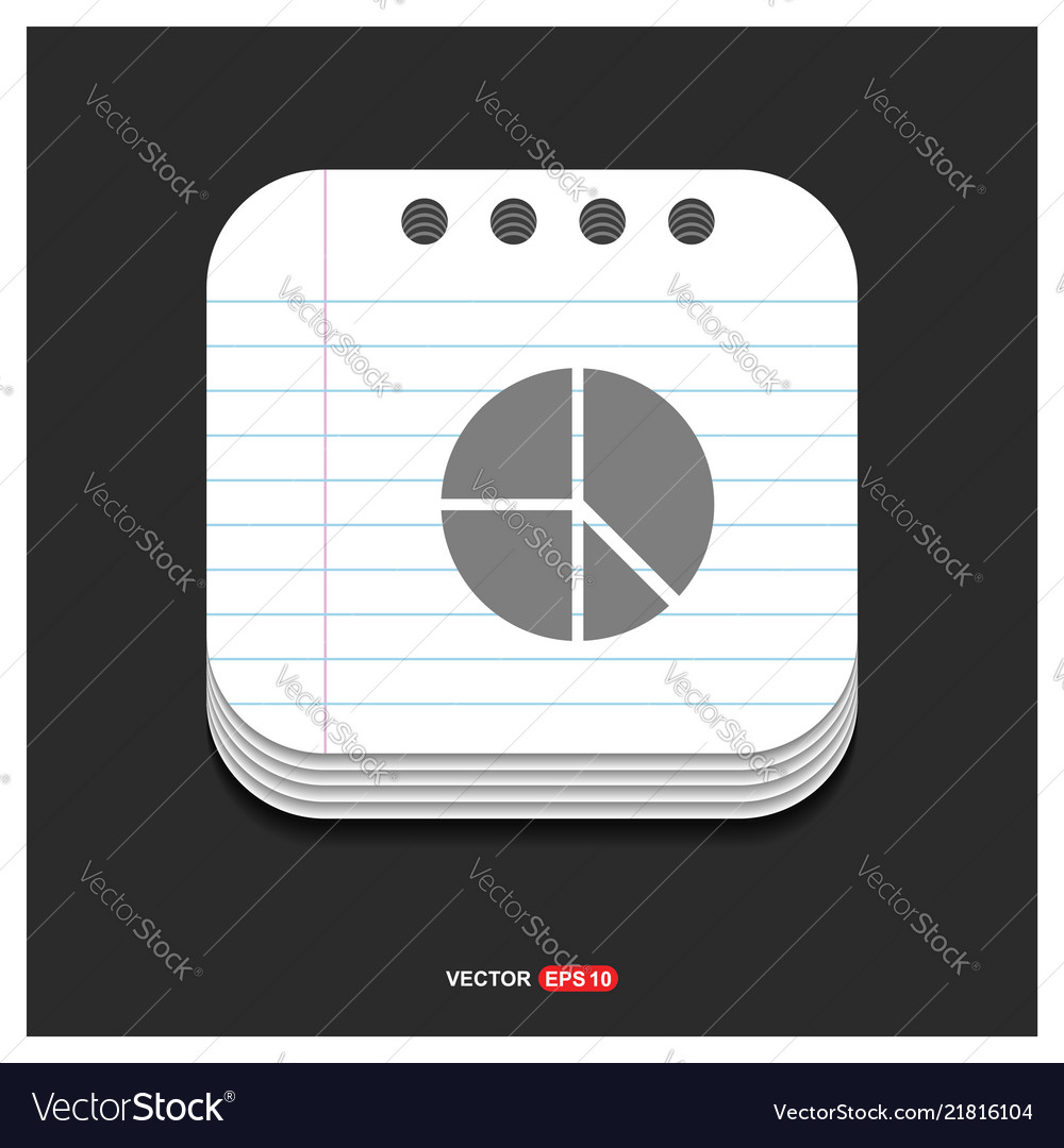 Pie chart gray icon on notepad style template eps