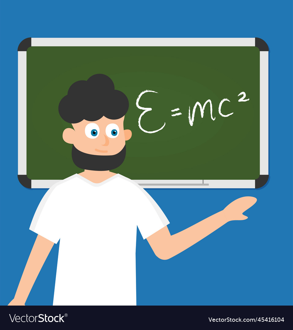 School Teacher Shows On Blackboard Flat Design Vector Image