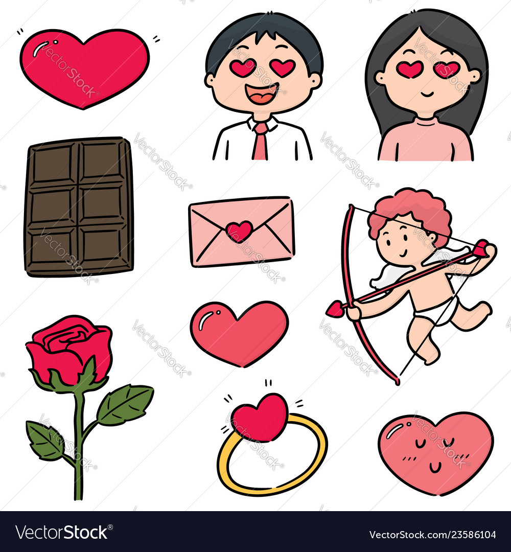 Set of valentine cartoon