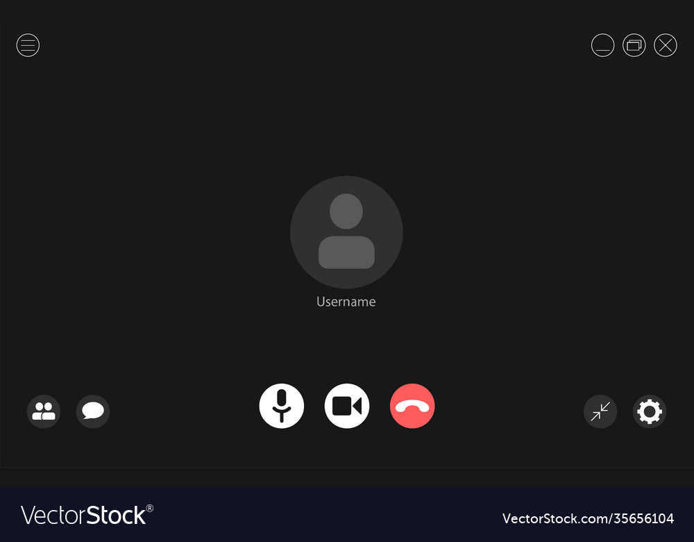 Video call screen template with buttons vector image Video call screen template with buttons