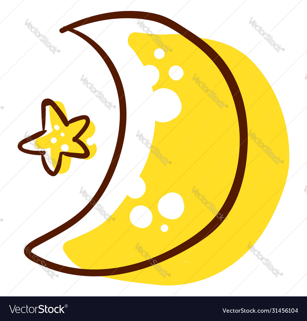 Yellow moon on white background Royalty Free Vector Image