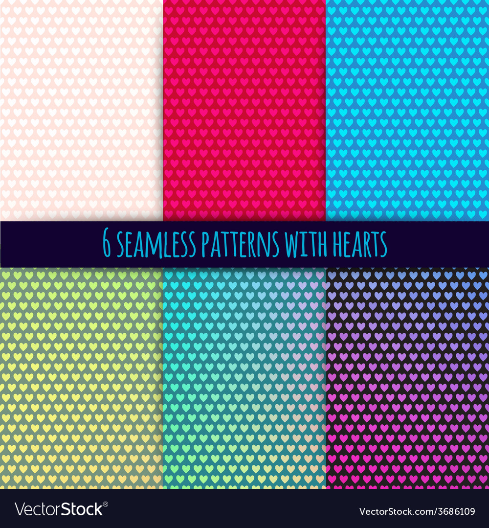 6 seamless patterns with hearts easy tiling can