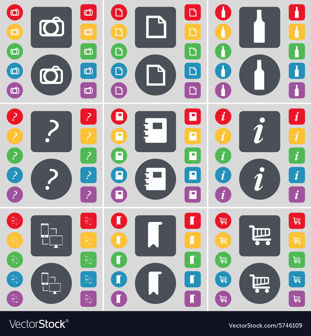 Camera file bottle question mark notebook