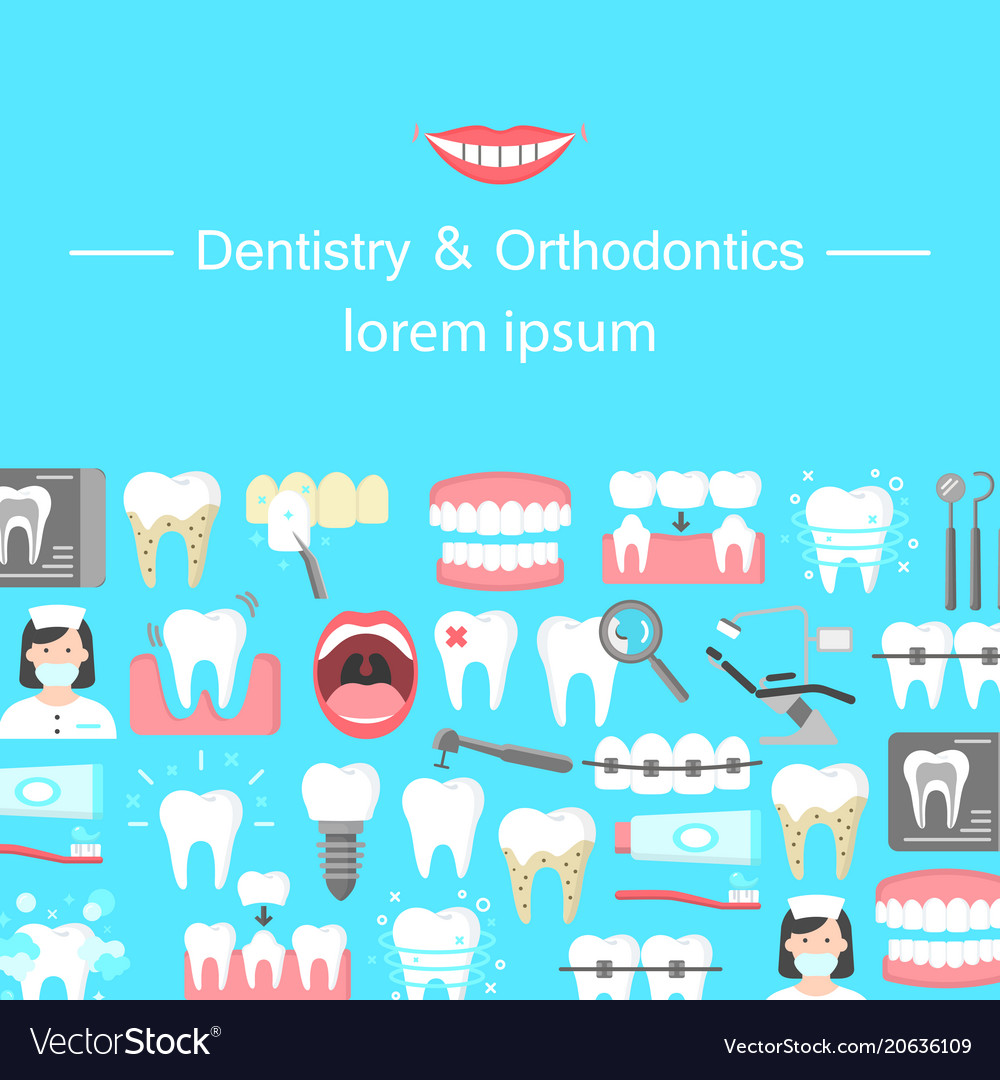 Dentistry And Orthodontics Flat Icons Banner Vector Image