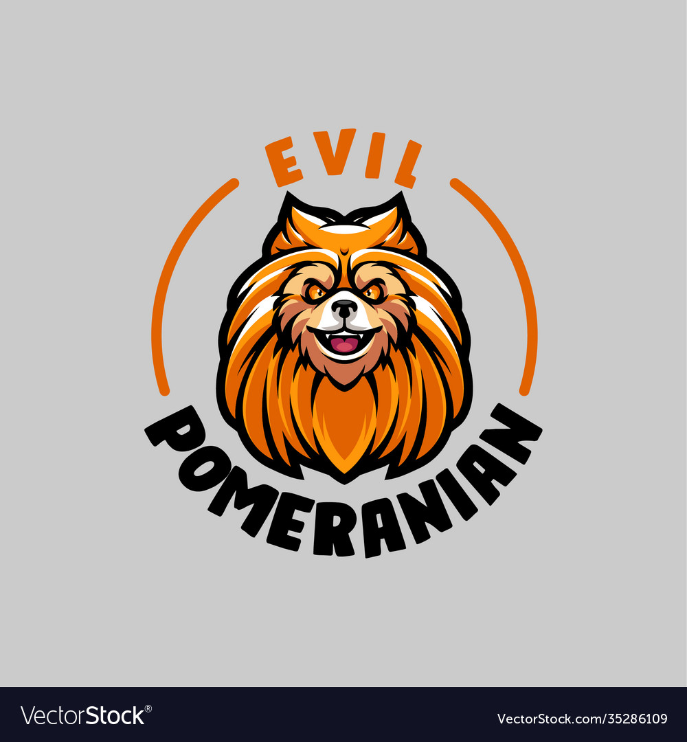 Evil pomeranian head mascot logo