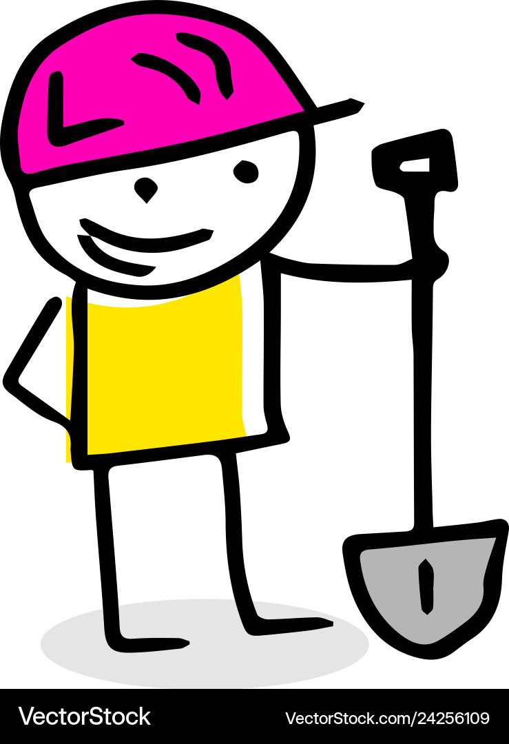 Free hand drawing of a construction worker Vector Image