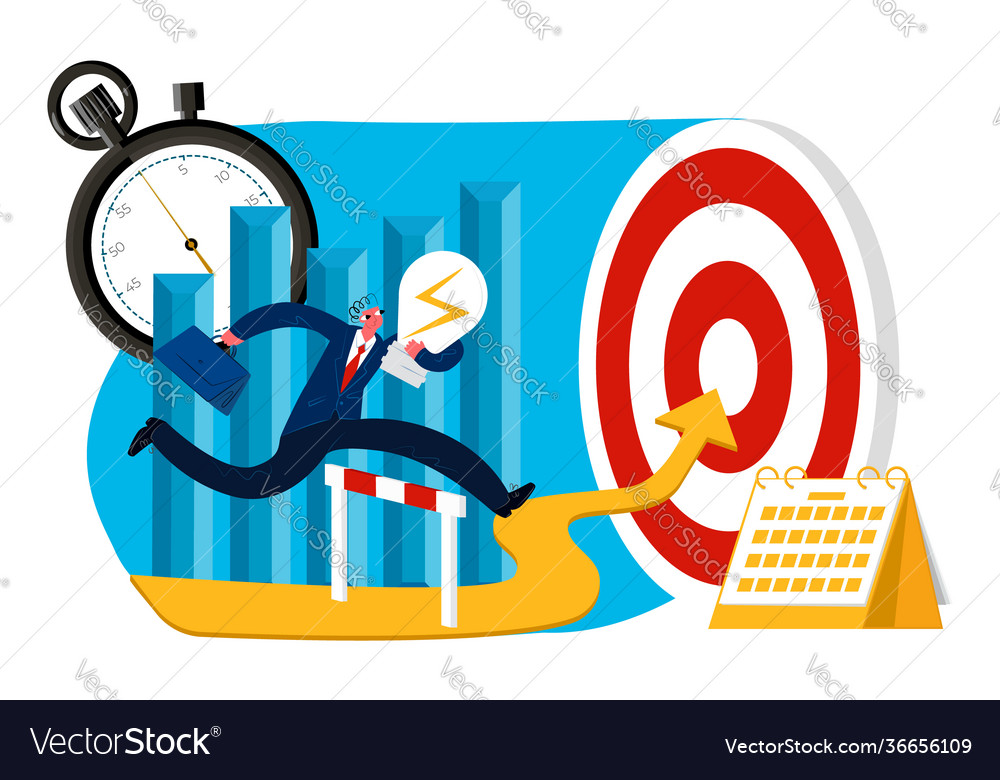 Image business metaphor with running character vector image Image business metaphor with running character
