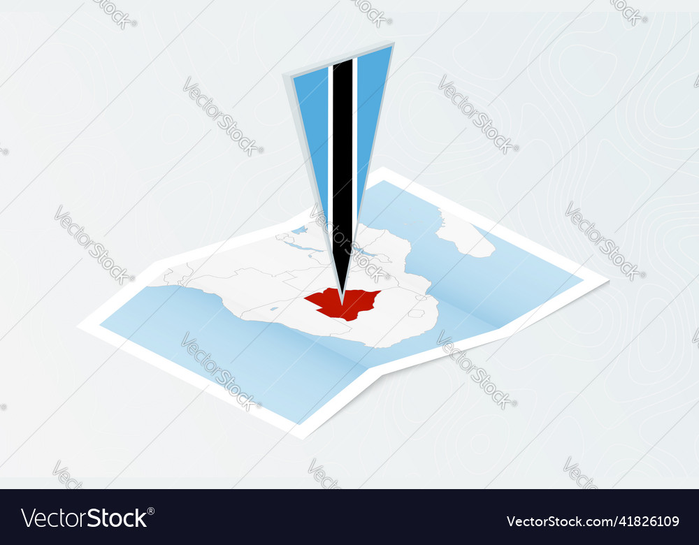 Isometric paper map of botswana with triangular
