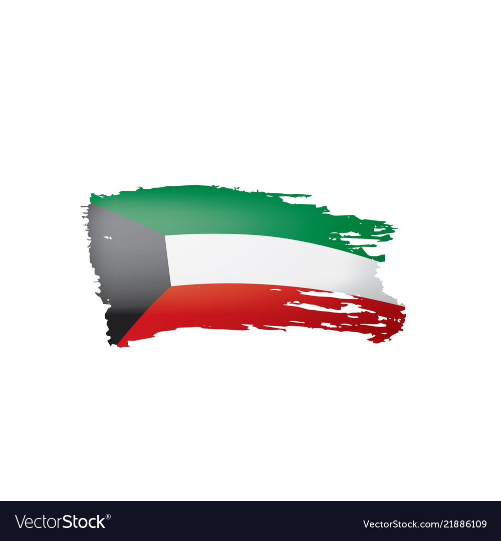 Kuwait Flagge auf einem weißen