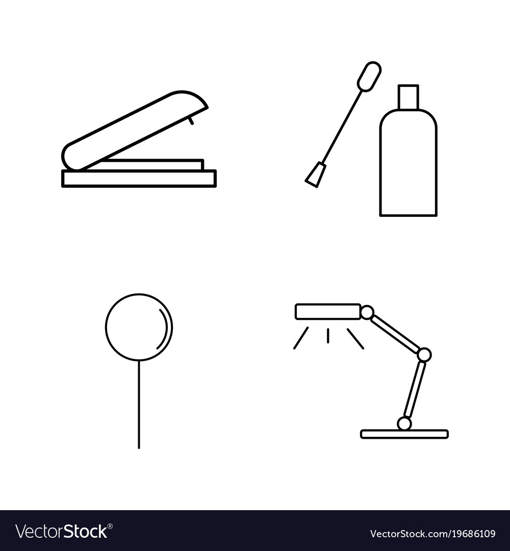 Office simple linear outline icon set