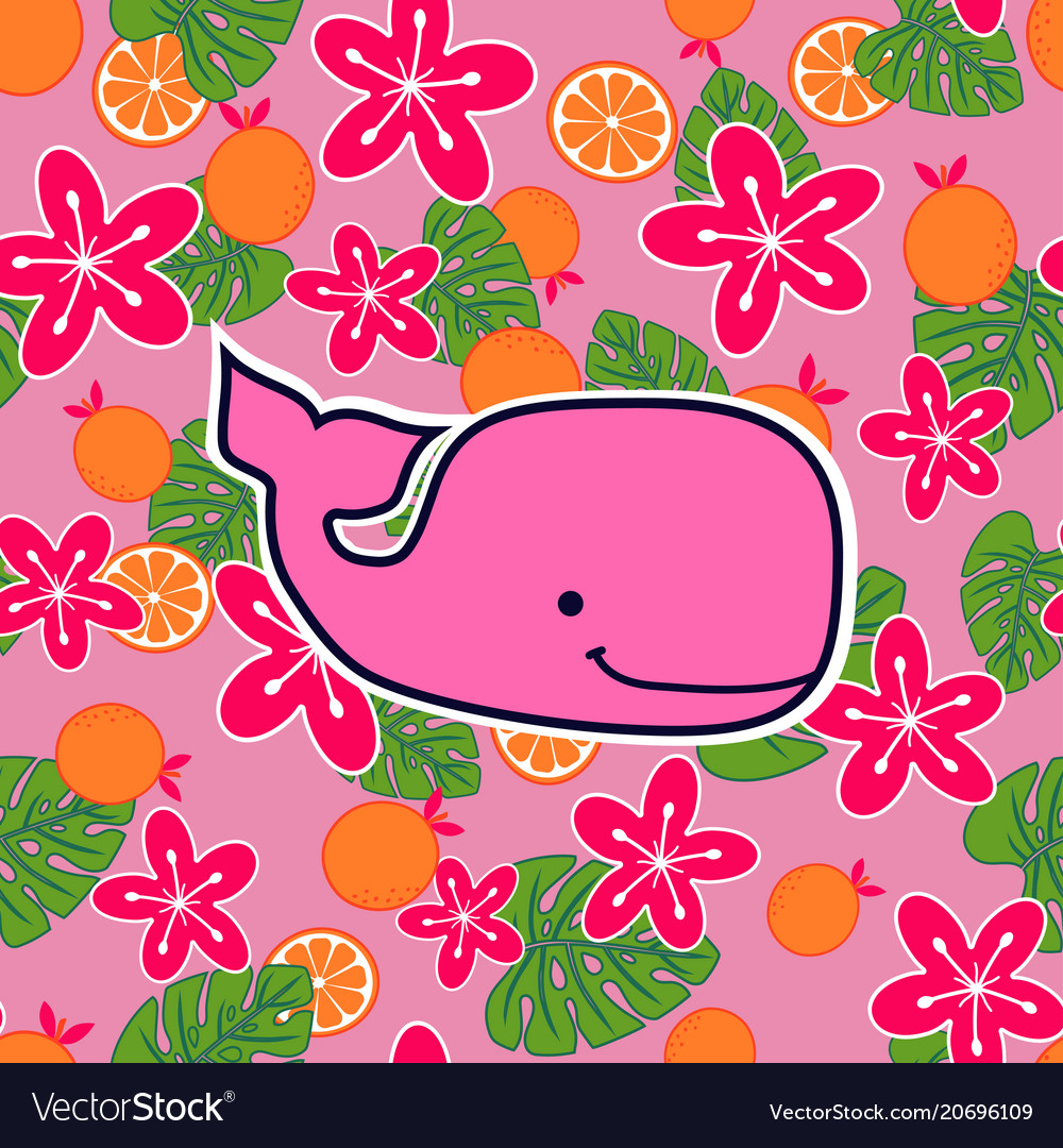 Pattern with pink sperm whales Royalty Free Vector Image