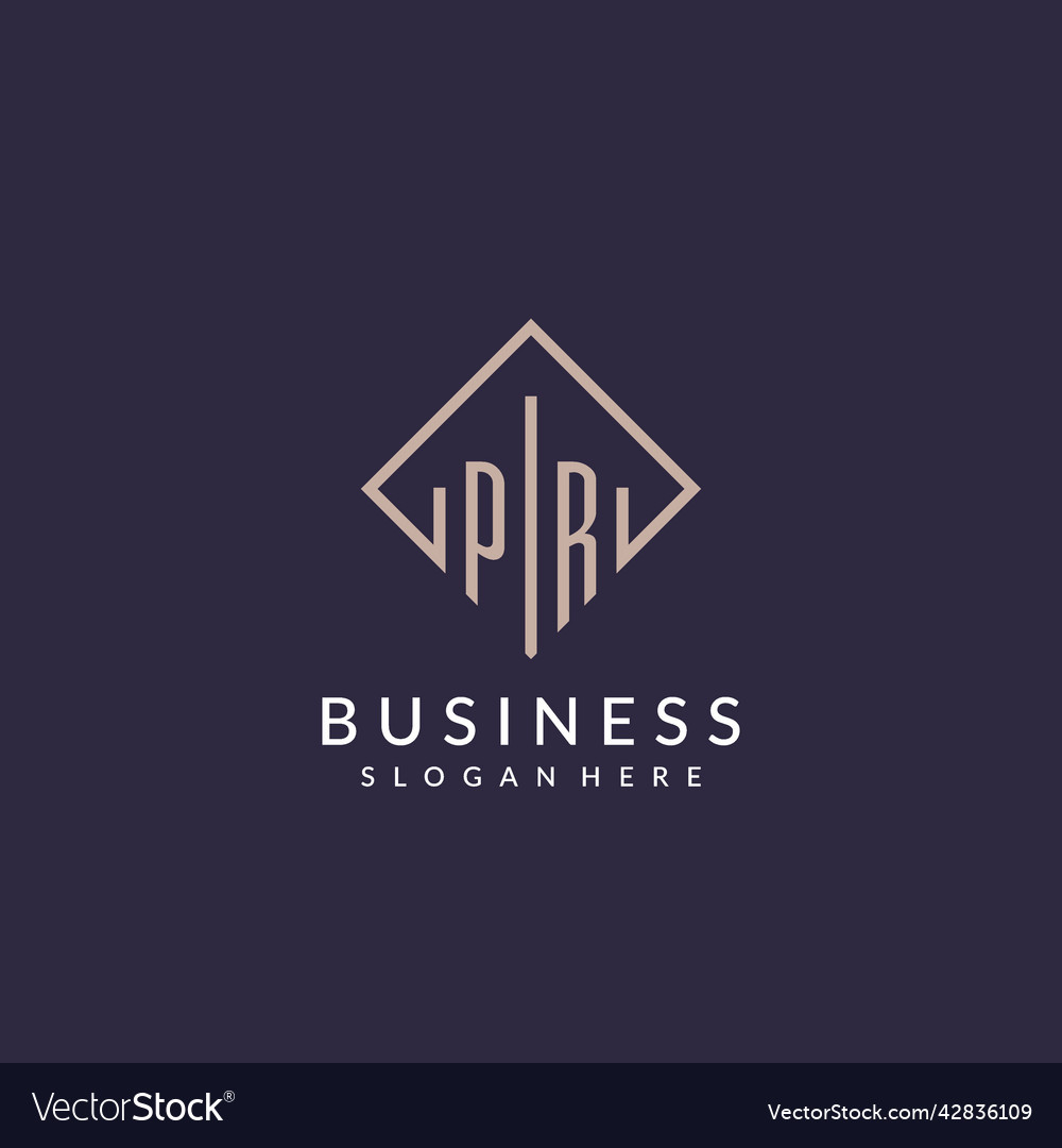 Pr initial monogram logo with rectangle style Vector Image Pr initial monogram logo with rectangle style