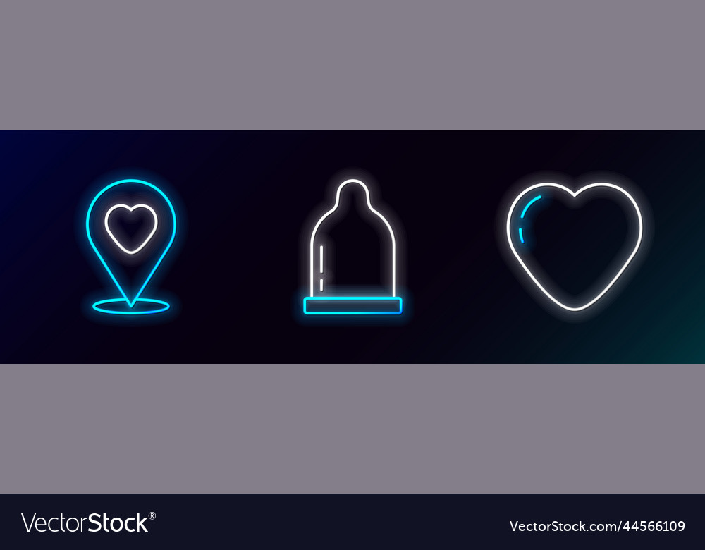 Set line heart location with and condom Vector Image Set line heart location with and condom