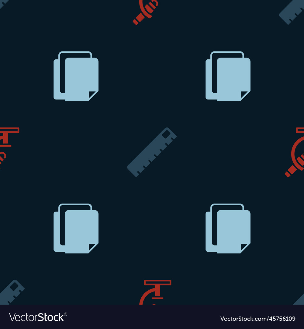 Set microscope ruler and file document vector image Set microscope ruler and file document