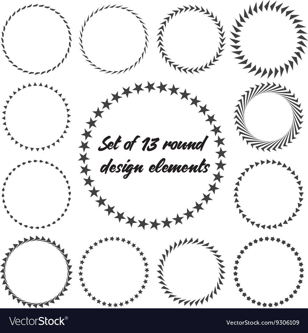 Set of 13 round design elements