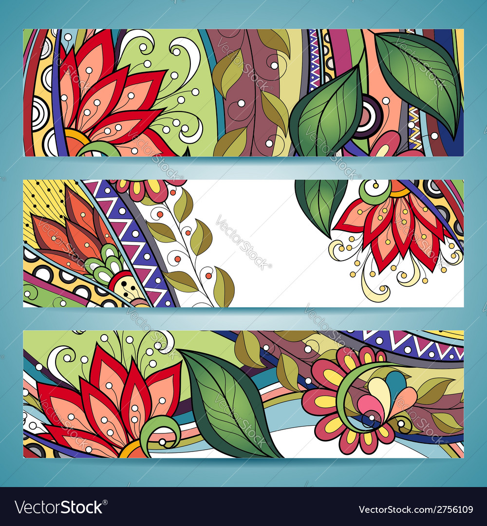 Set of floral banners