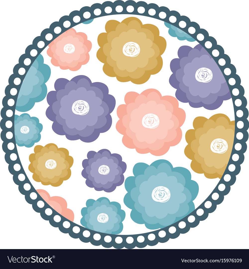 White background with colorful round frame