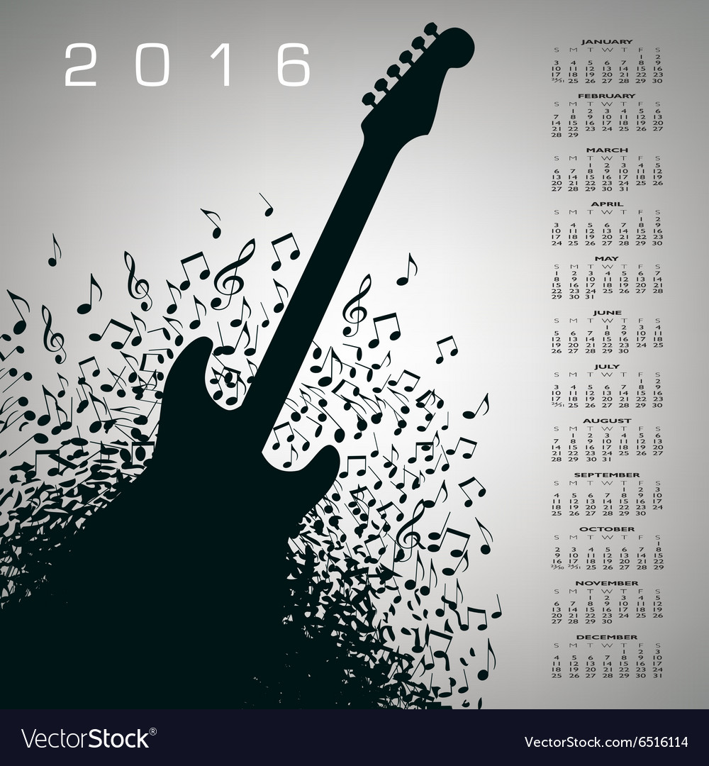 2016 notes guitar calendar