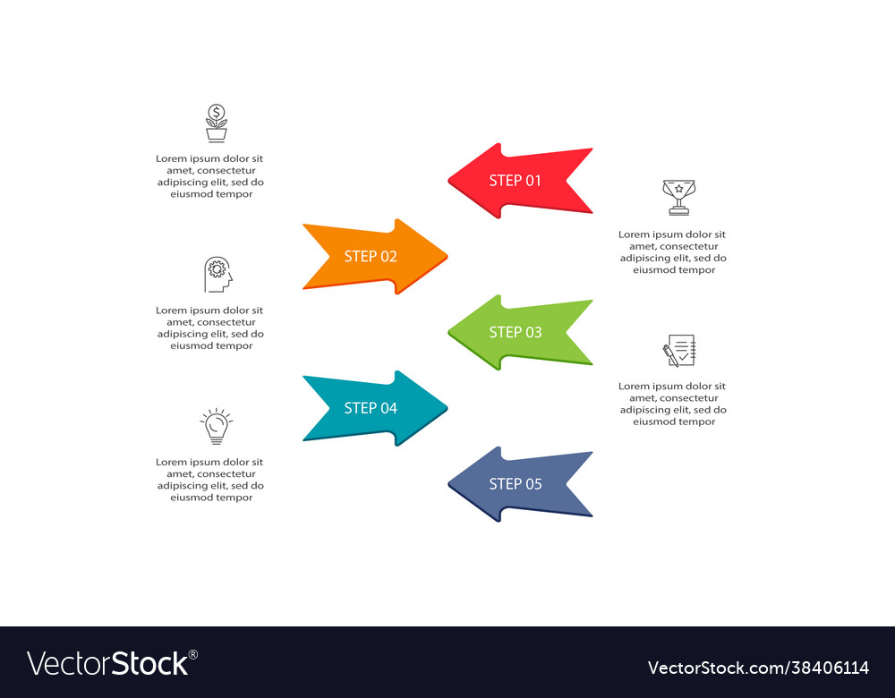 Abstract arrows graph diagram with 5 steps vector image Abstract arrows graph diagram with 5 steps