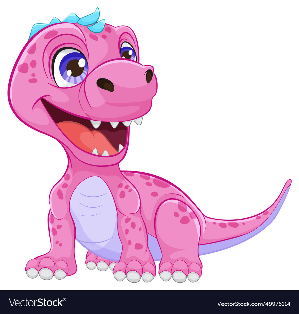 Adorable pink dinosaur smiling Royalty Free Vector Image