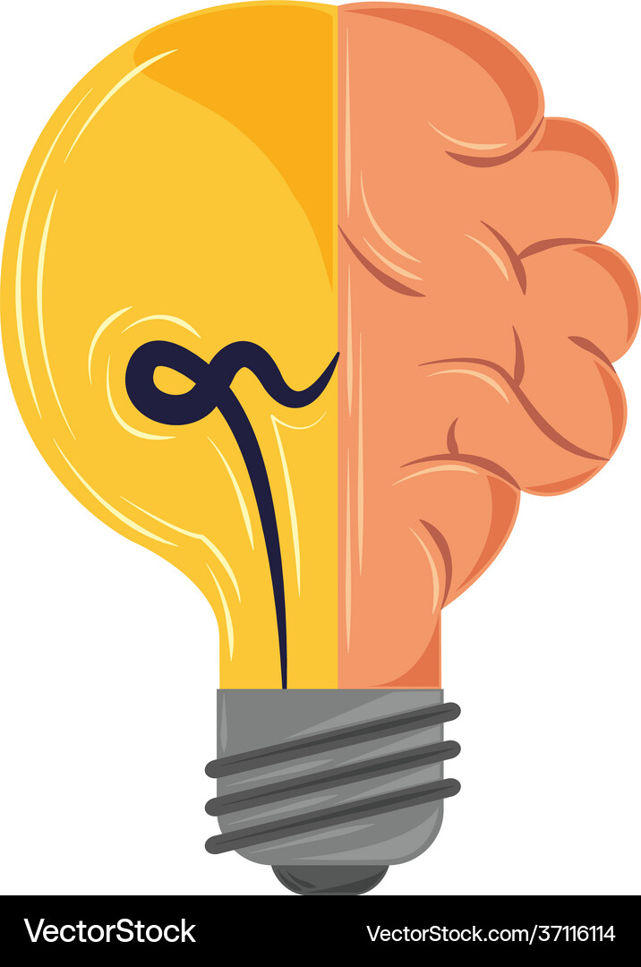 Bulb brain creativity Royalty Free Vector Image