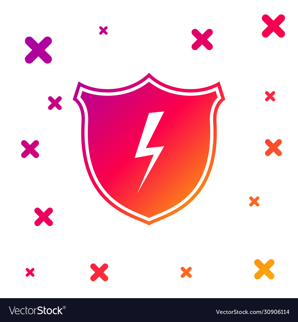 Color secure shield with lightning icon isolated Vector Image Color secure shield with lightning icon isolated