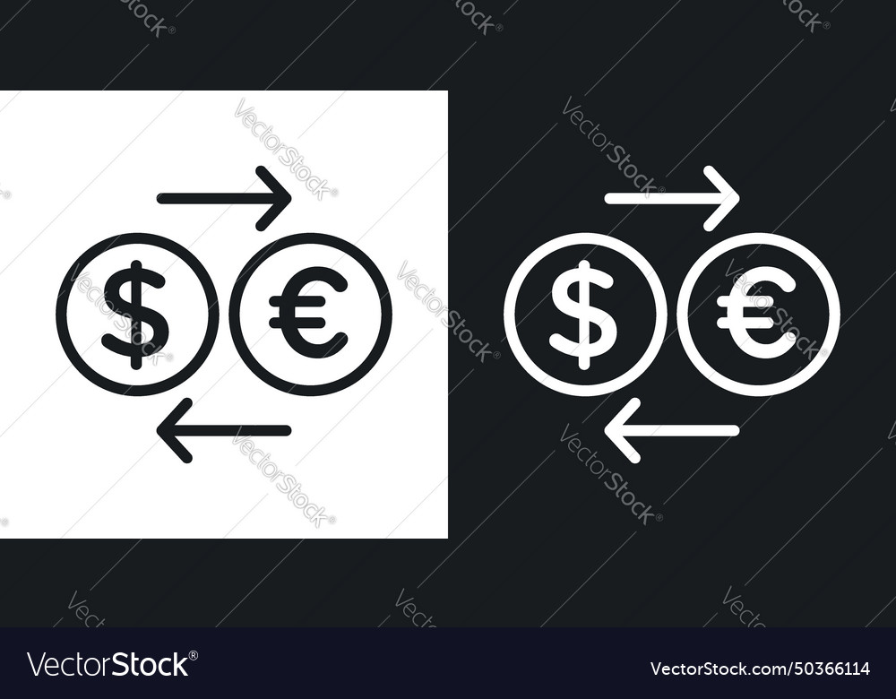 Currency exchange icon set money euro swap symbol Vector Image