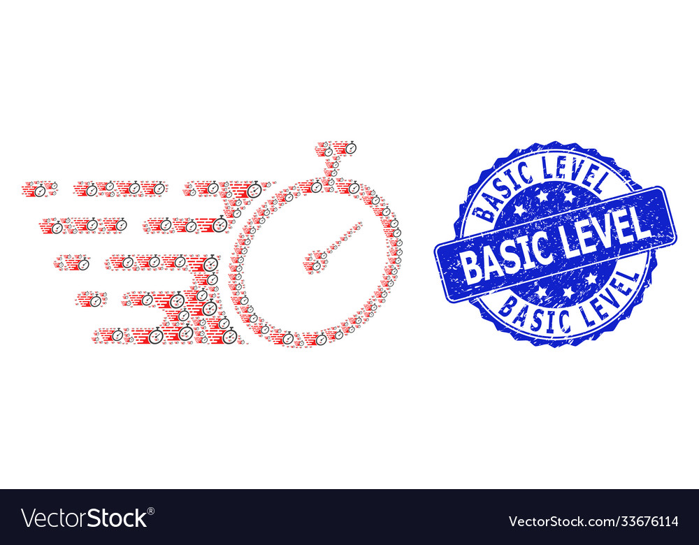 Distress basic level round seal and recursion time vector image Distress basic level round seal and recursion time