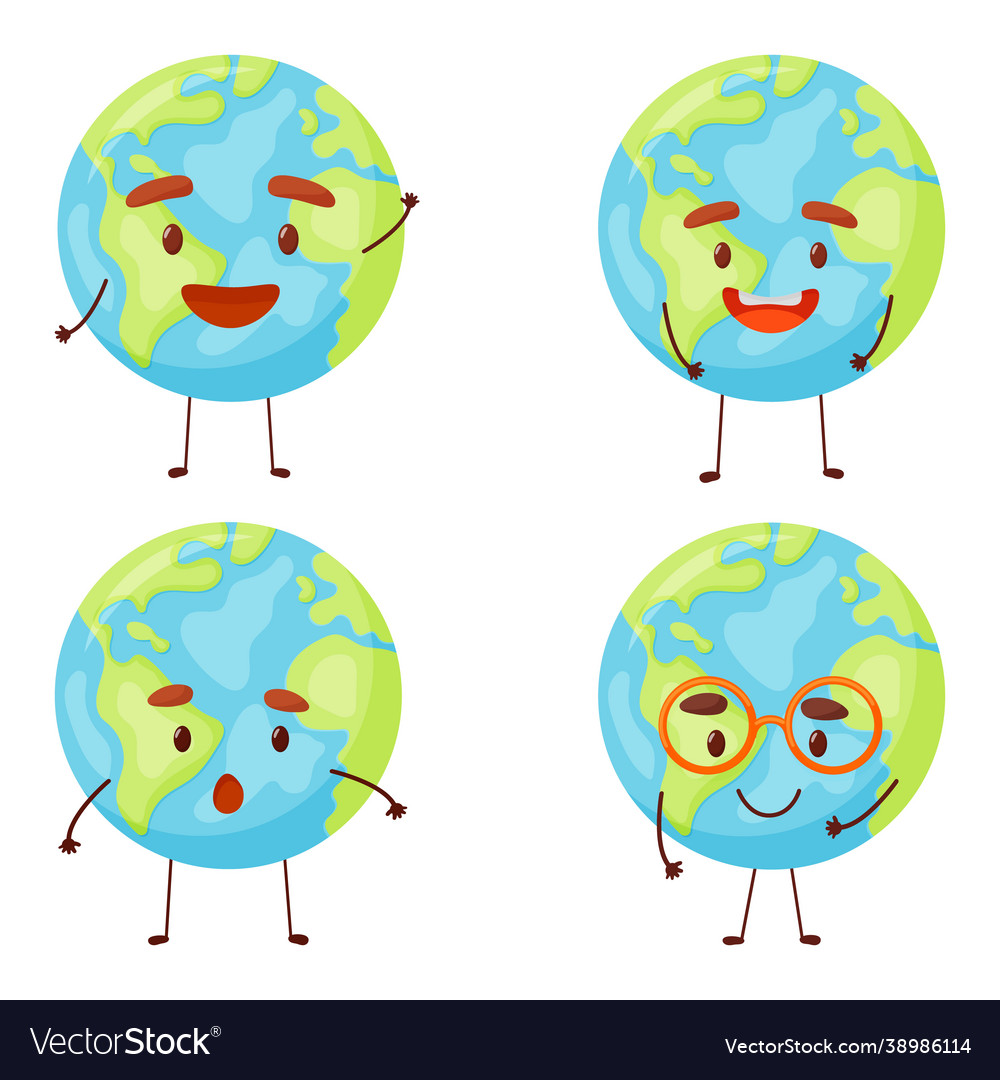 Erde Planet Charakter Sammlung vector image Erde Planet Charakter Sammlung