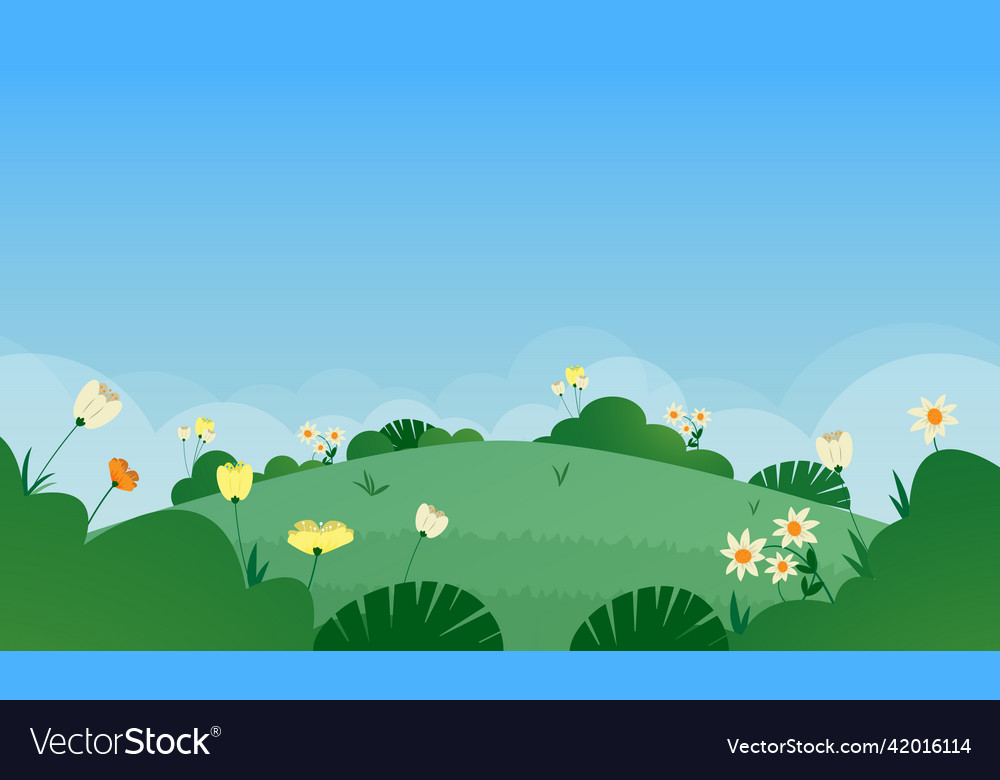 Flat nature spring landscape