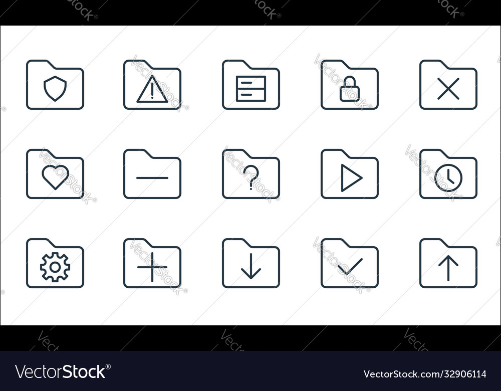 Folder line icons linear set quality vector image Folder line icons linear set quality