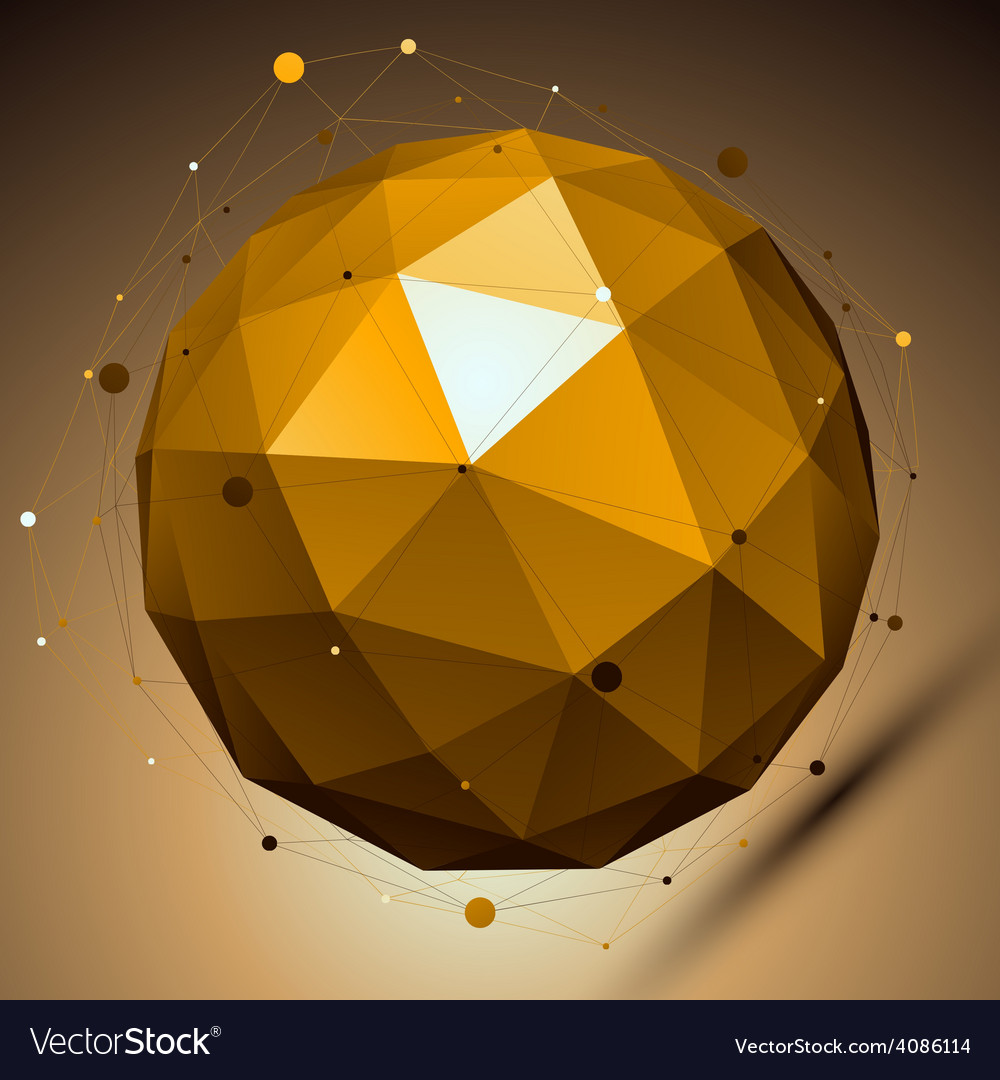 Gold abstract spherical object with lines mesh