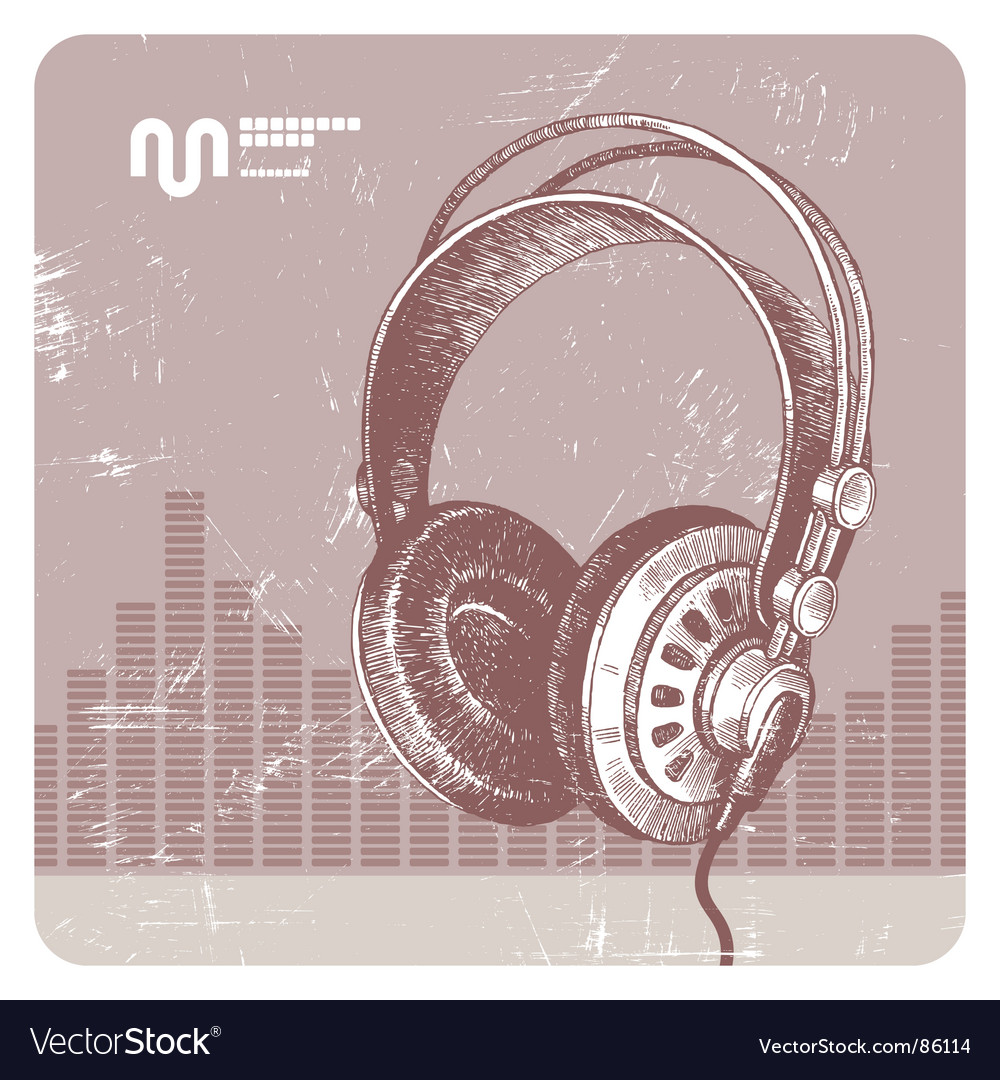 Hand Drawn Headphones Royalty Free Vector Image