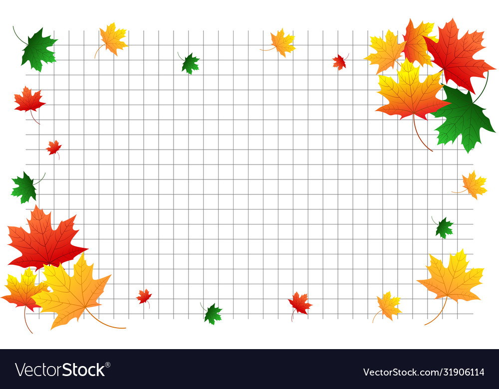 Mesh notebook sheet with autumn maple leaves