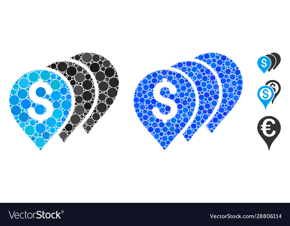 Money map pointers mosaic icon circle dots