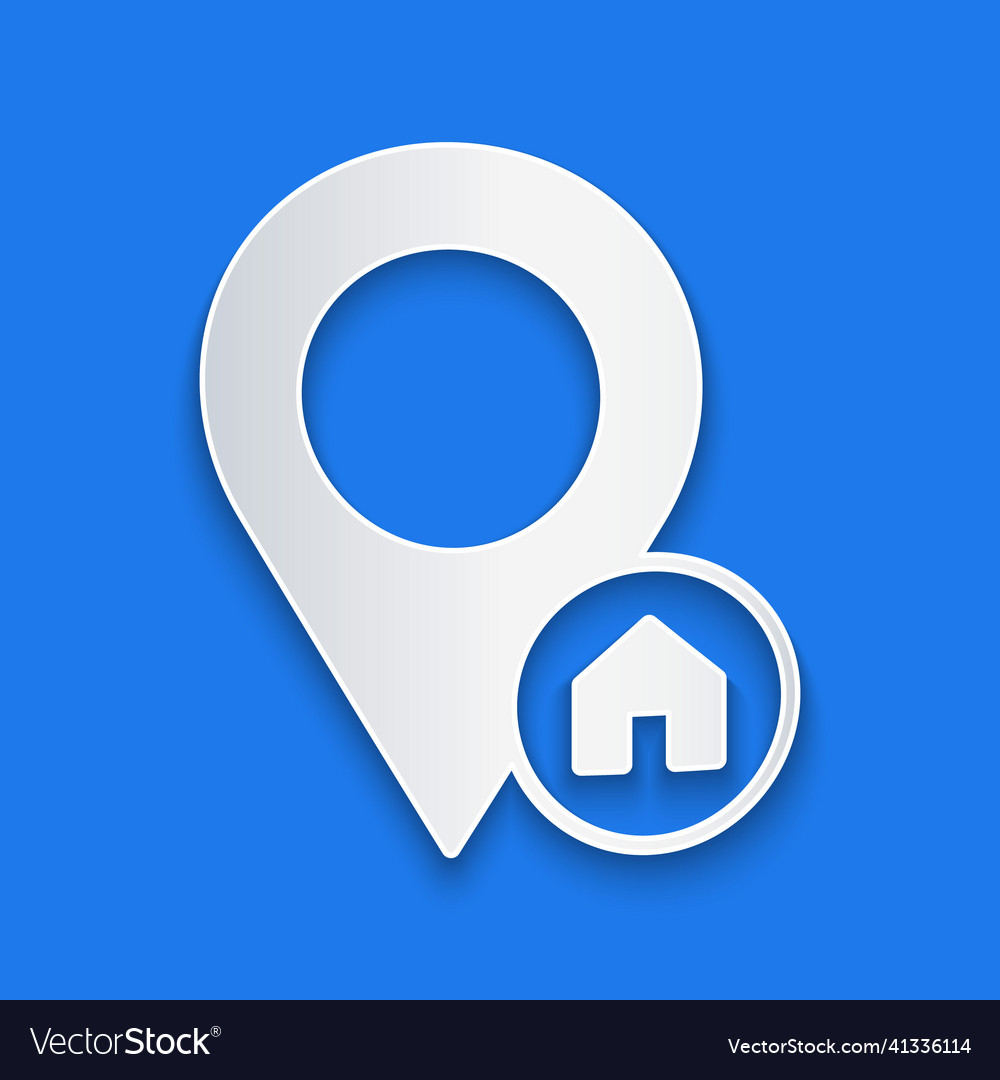 Paper cut map pointer with house icon isolated vector image Paper cut map pointer with house icon isolated