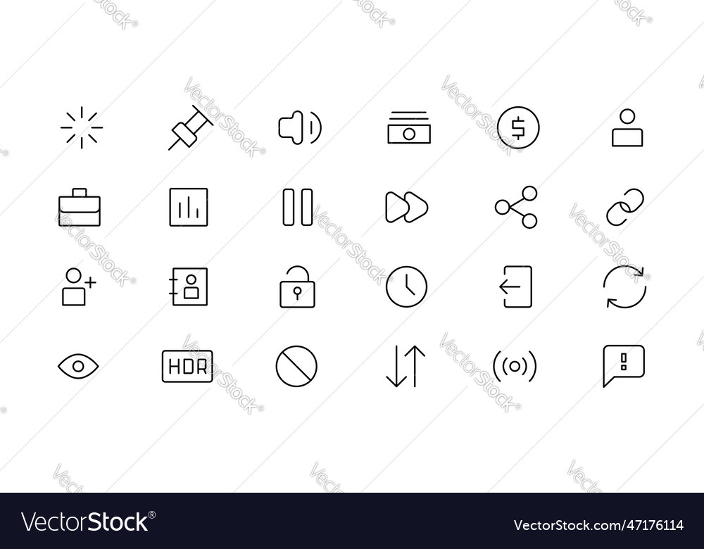 Pixel perfect basic user interface essential set Vector Image Pixel perfect basic user interface essential set