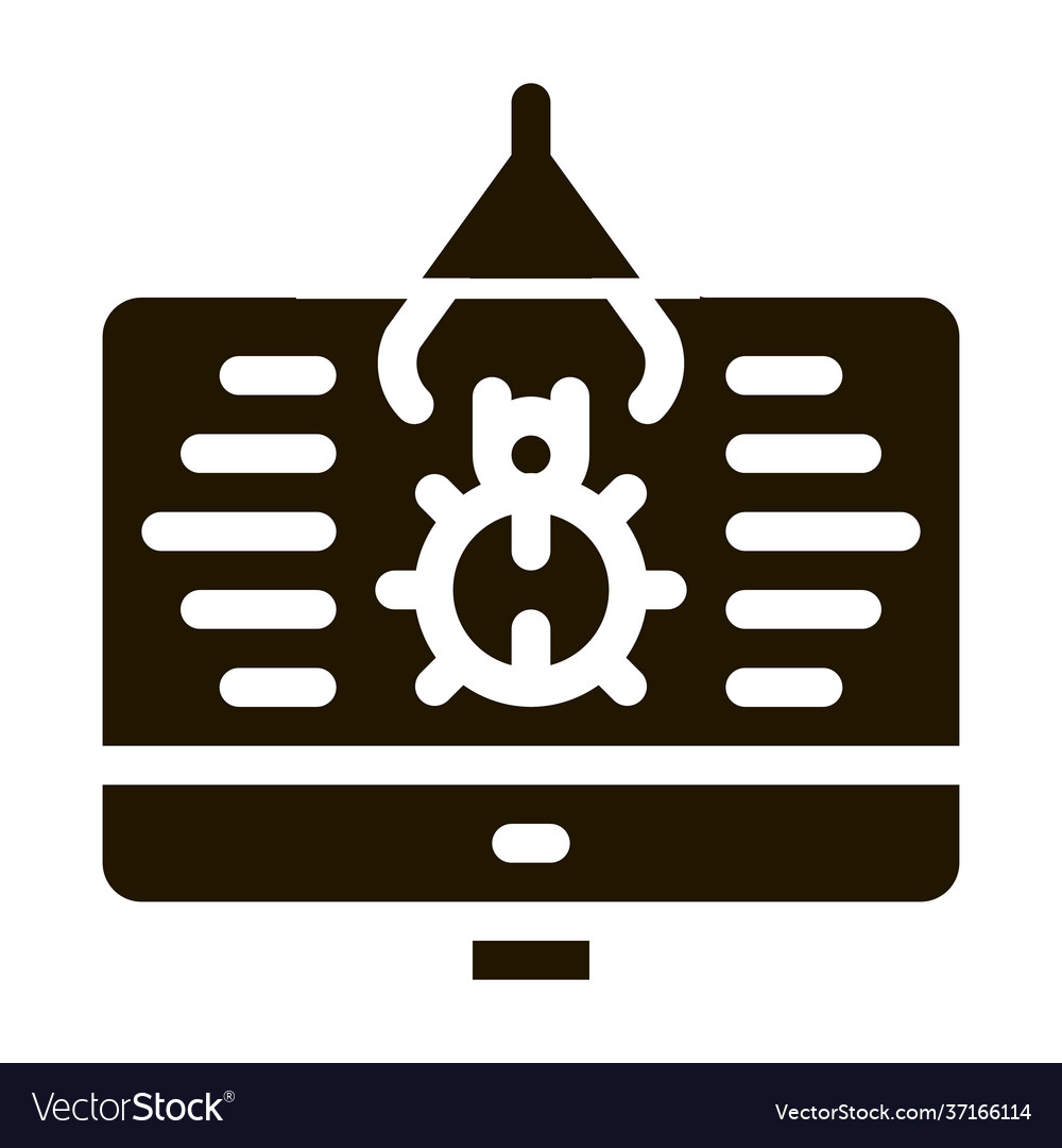 Repair program bug icon glyph Royalty Free Vector Image