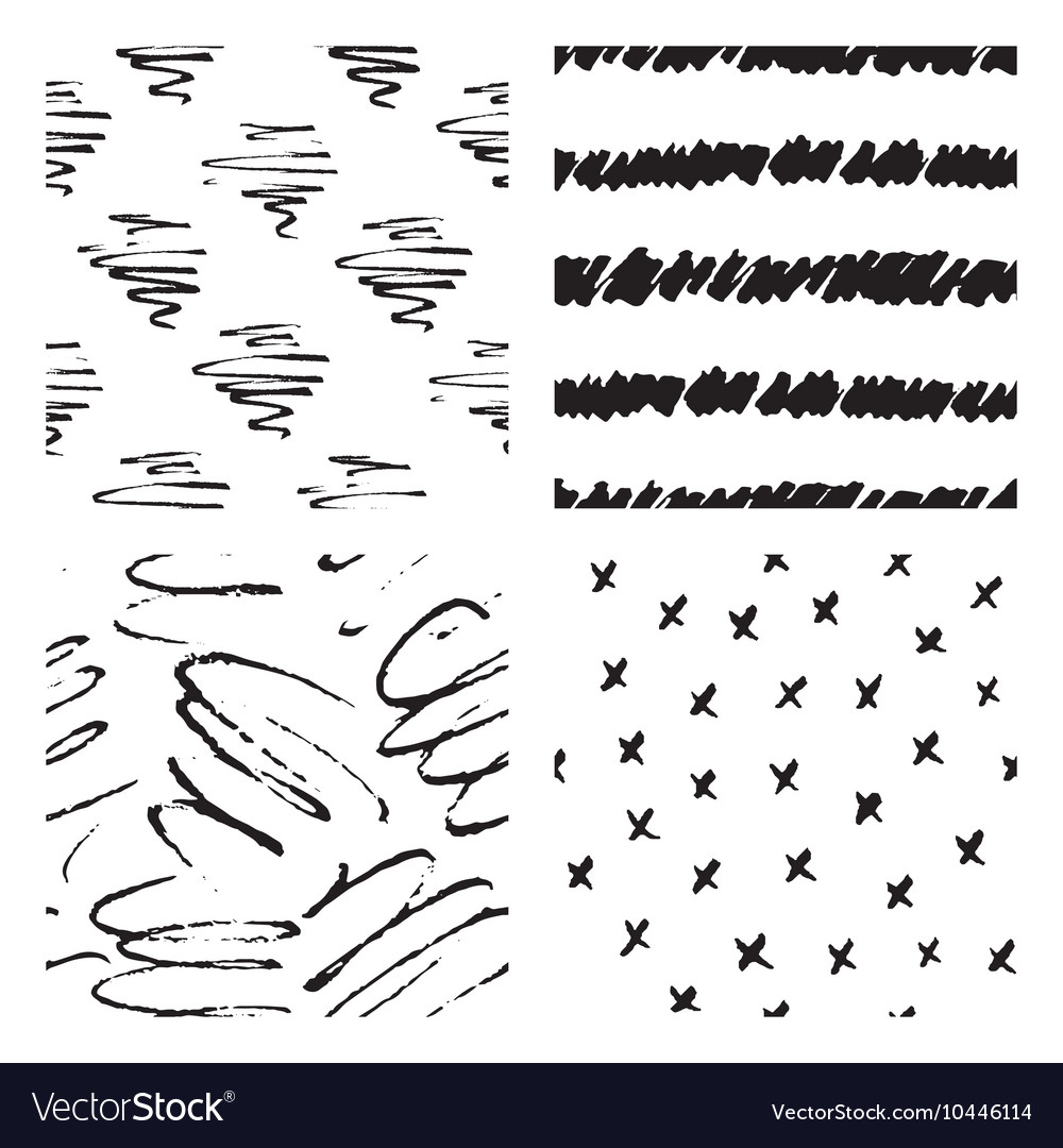 Seamless Hand Drawn Ink Patterns Royalty Free Vector Image