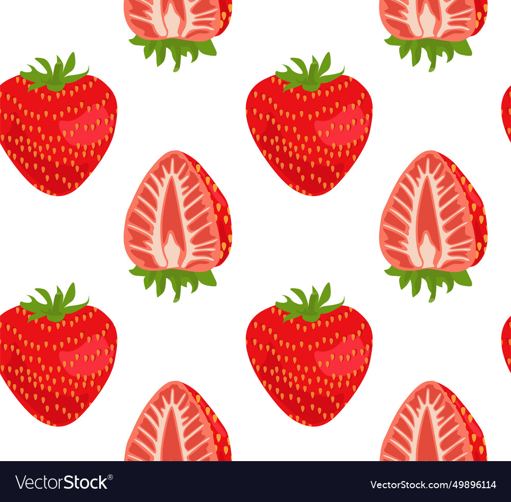 Seamless pattern of a whole strawberry