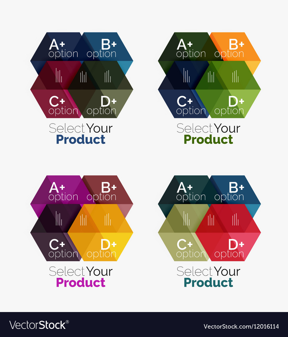 Set abstract geometric hexagon design