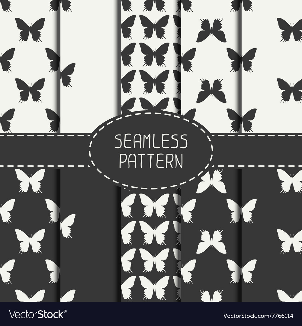 Set monochrome abstract seamless pattern