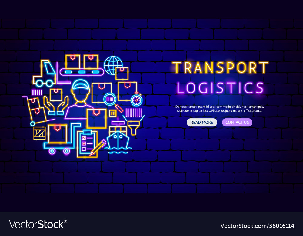 Transport logistics neon banner design