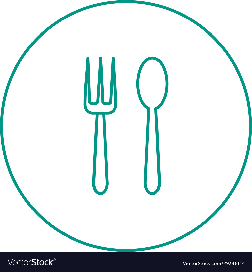 Unique spoon and fork line icon