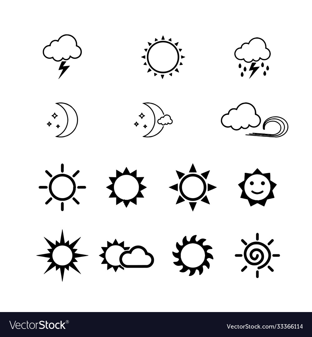 Weather icons set design vector image Weather icons set design